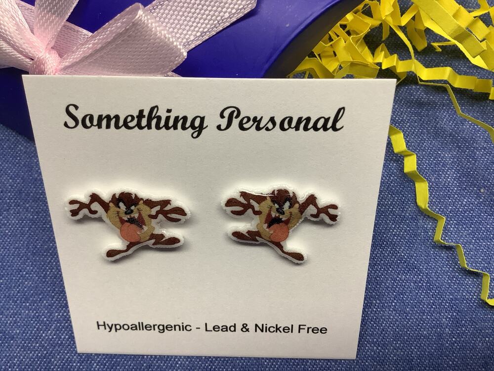 Tasmanian Devil - Looney Tunes Inspired Stud Earrings - Gift Boxed - Chibi Cute